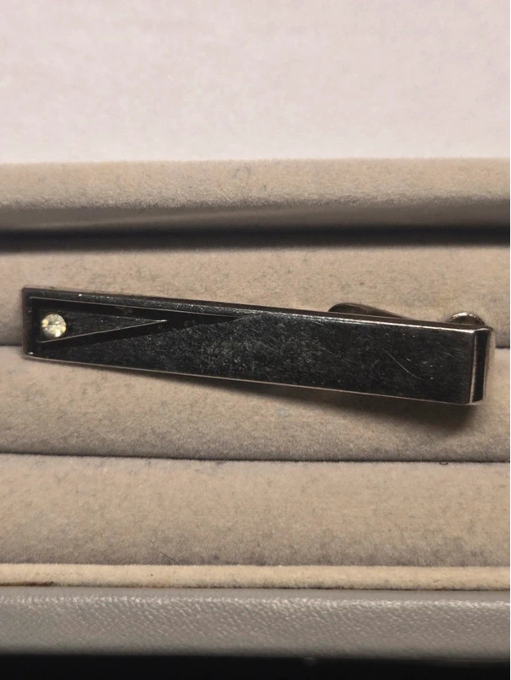 Vintage Swank Silver-Tone Rhinestone Tie Clip